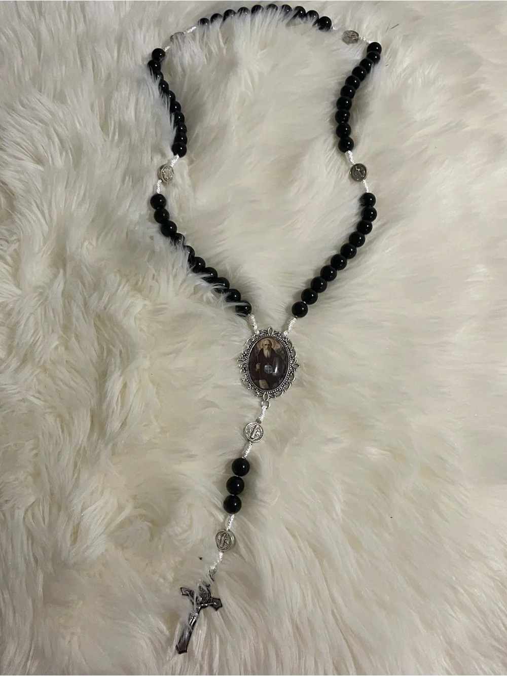 handmade st. benedict rosary | black onyx beads | catholic prayer rosary | st.m